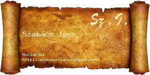 Szakács Igor névjegykártya